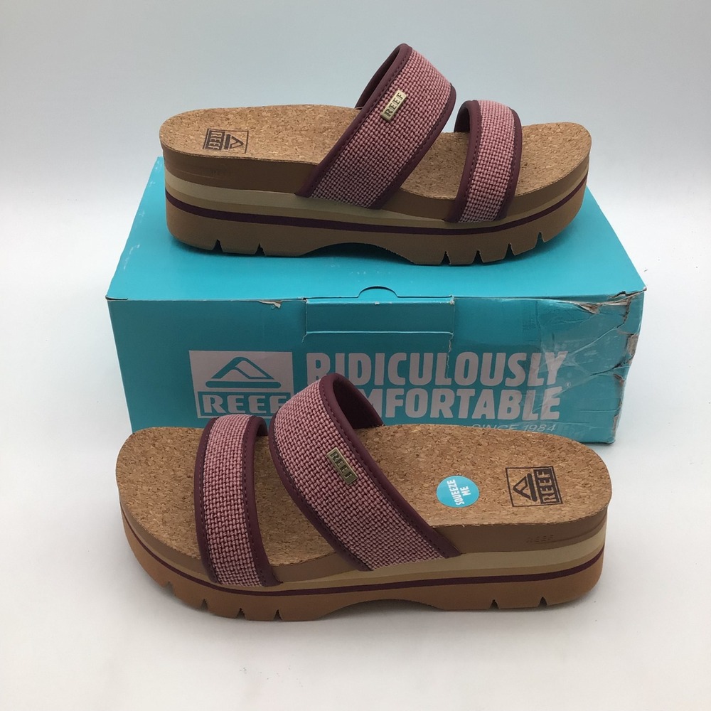 Reef Cushion Vista Higher Burgundy Platform Sandals CJ8149 Womens Size 9 NEW